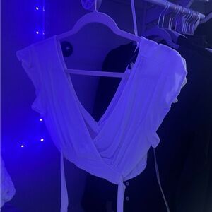 forever 21 Elegant White Wrap Top